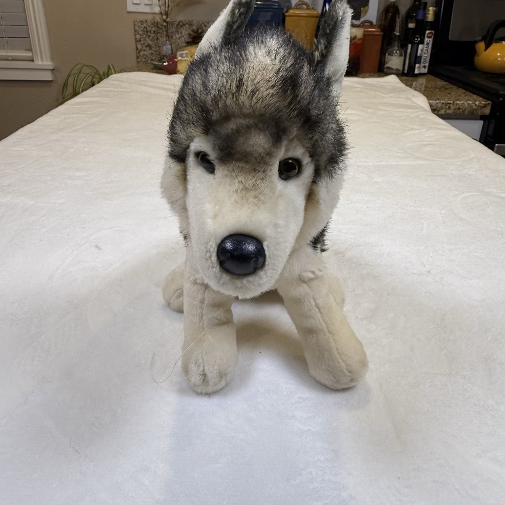 Douglas Cuddle Toys Husky Dog Plush Gray White Realistic Stuffed Animal Vintage
